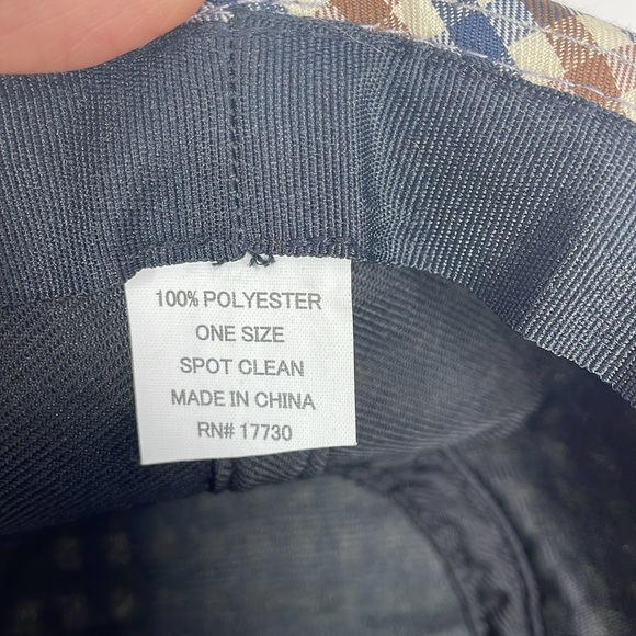 Men’s Pendleton Navy Blue, Brown and Creamy White Houndstooth Fedora Hat - Picture 9 of 11